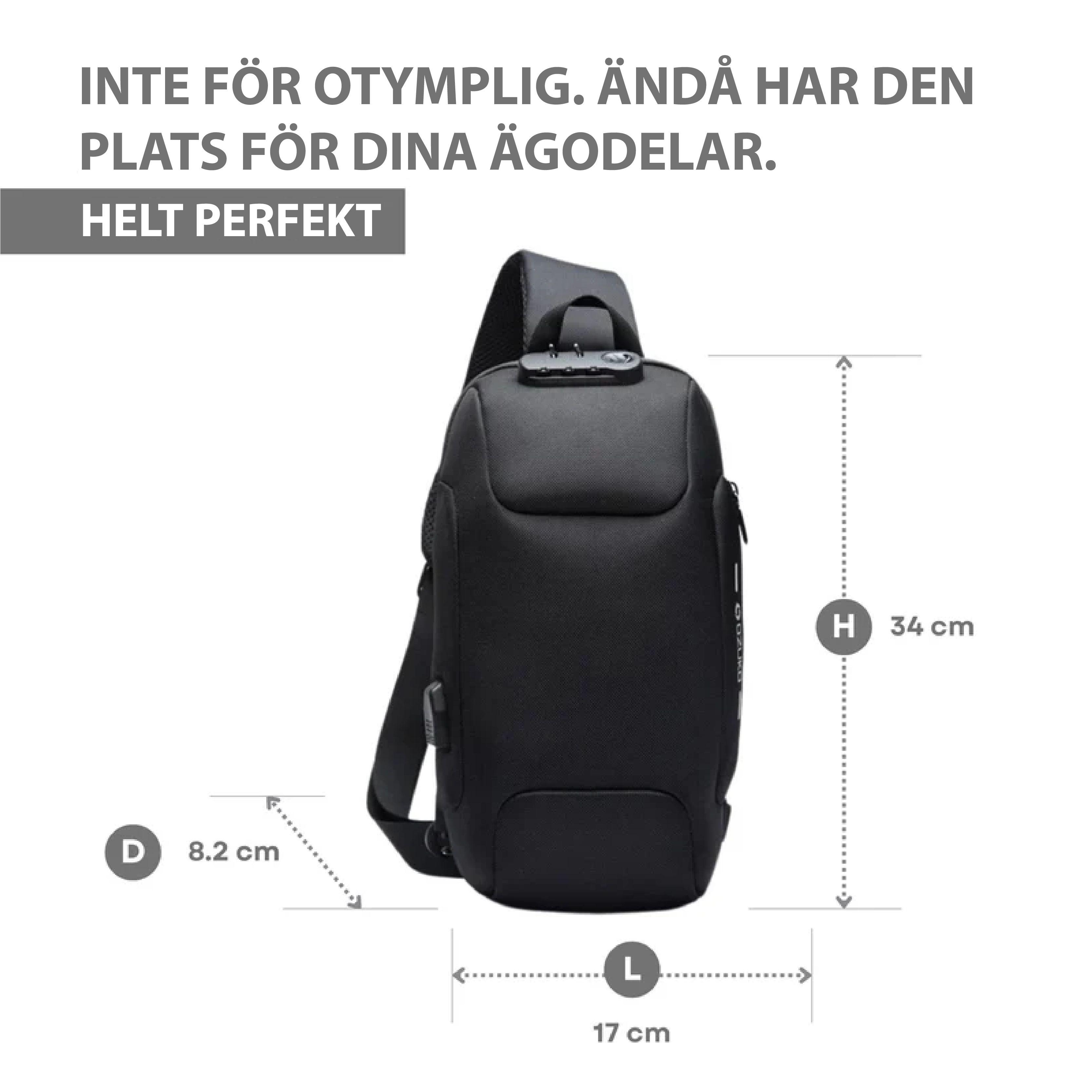 Anti-Stöld Crossbody  laddningsväska